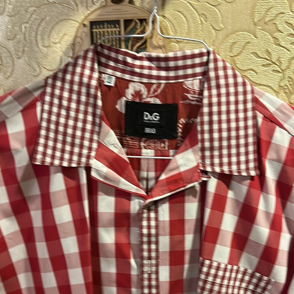 D&G Red and White Casual Button Down Shirt